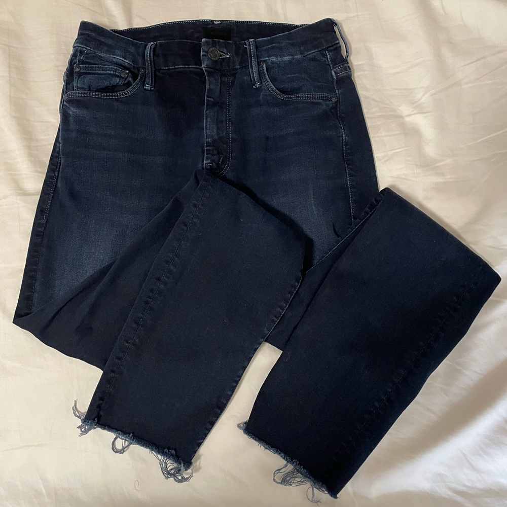 MOTHER high waisted looker ankle fray